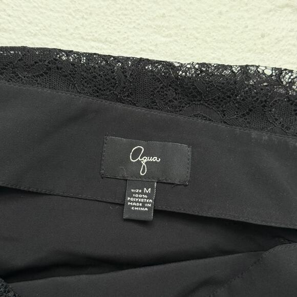 Aqua Black Lace Ruched Wrap Mini Skirt Size Medium - Picture 4 of 6